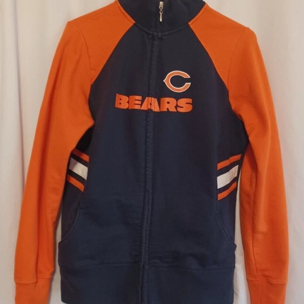 CHICAGO BEARS Apparel Full Zip Up Athletic Jacket Navy Orange Medium